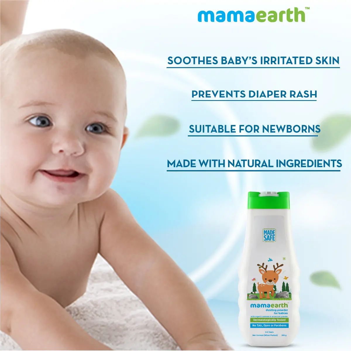Mamaearth Dusting Powder with Organic Oatmeal & Arrowroot Powder for Babies 300 gm - Image 3