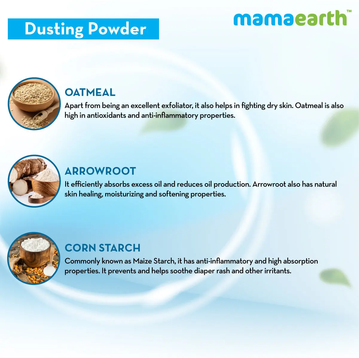 Mamaearth Dusting Powder with Organic Oatmeal & Arrowroot Powder for Babies 300 gm - Image 4