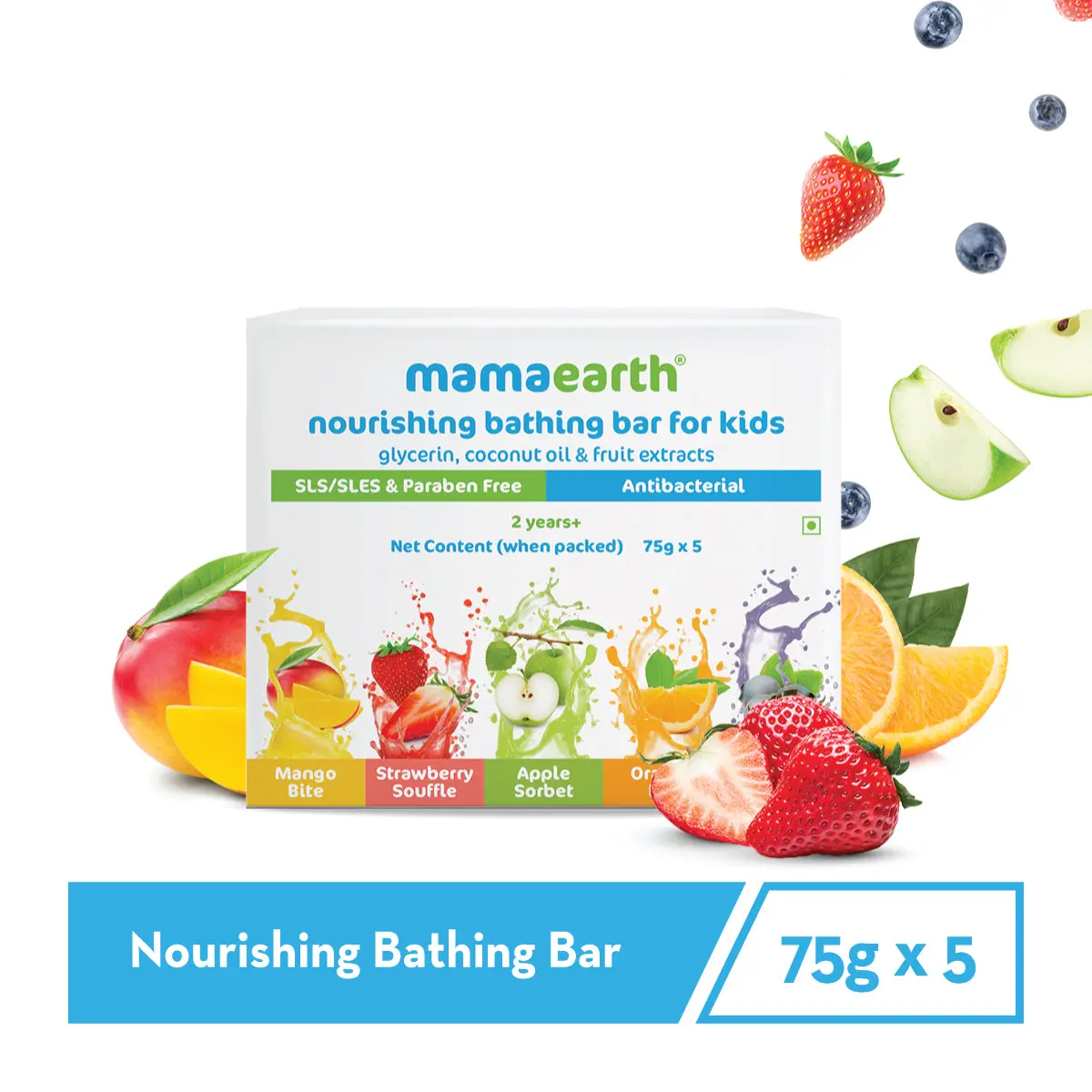 Mamaearth Nourishing Bathing Bar For Kids 5 Soaps in One Pack (75g Each) - Image 2