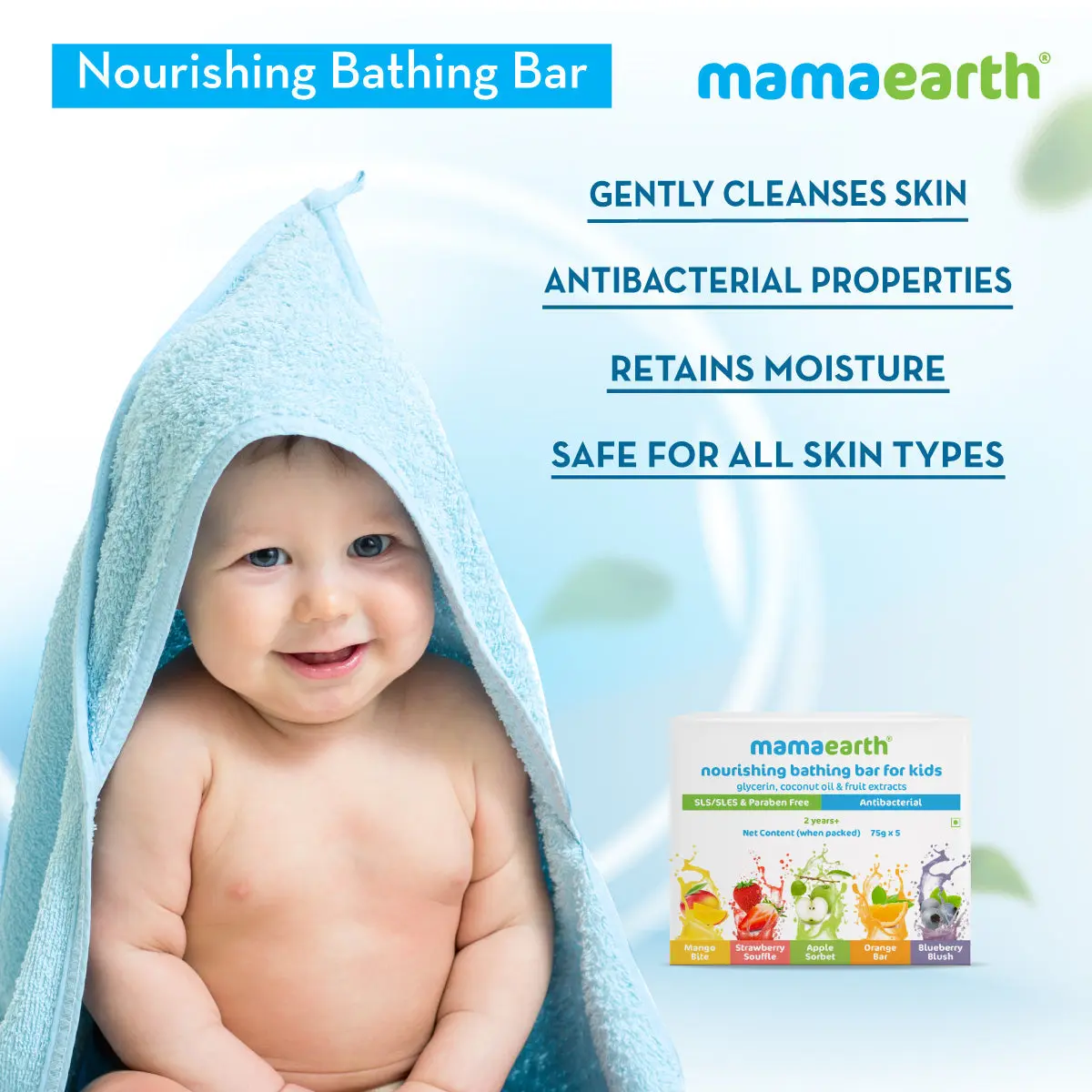 Mamaearth Nourishing Bathing Bar For Kids 5 Soaps in One Pack (75g Each) - Image 3