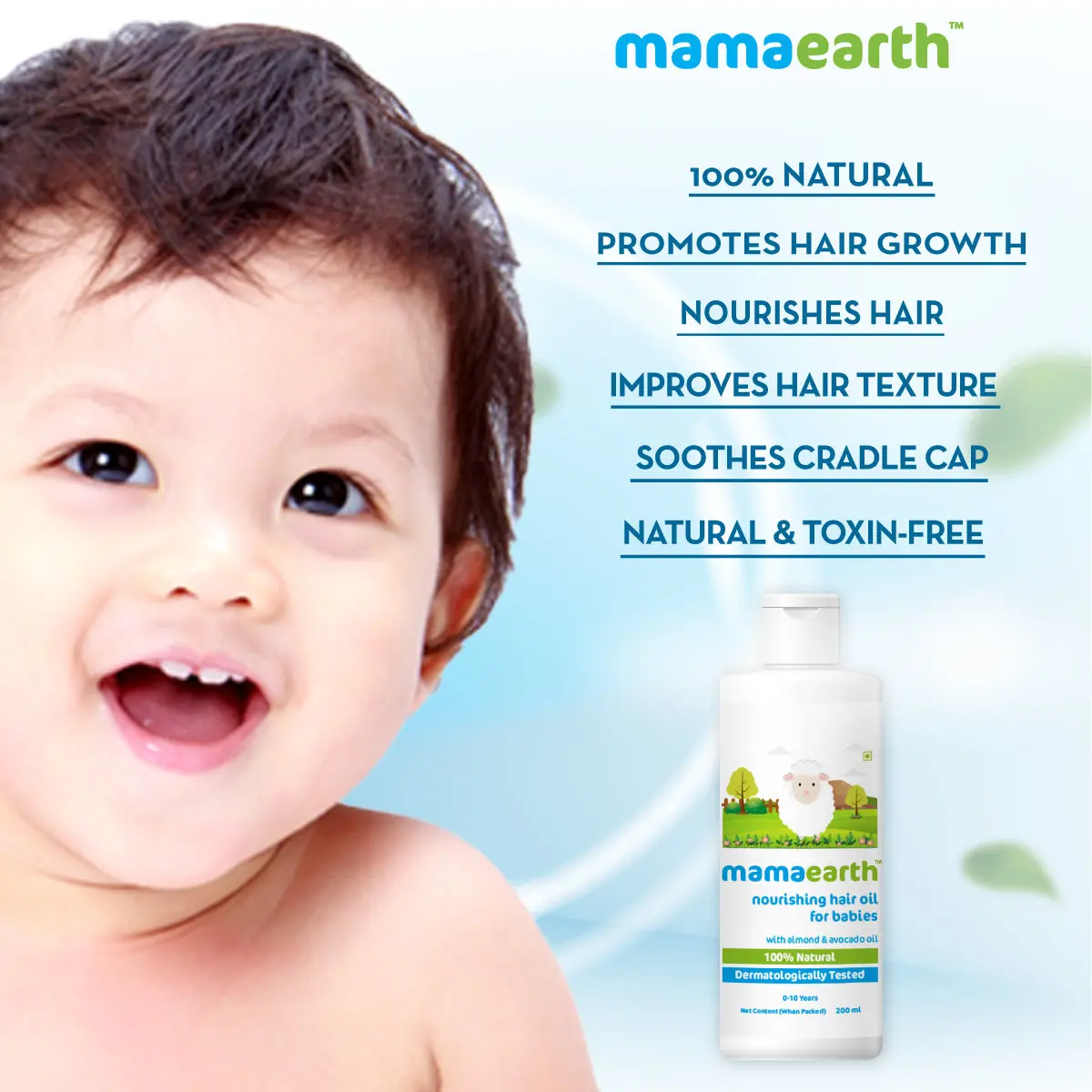 Mamaearth Nourishing Hair Oil for Babies with Almond & Avocado Oil 200 ml - Image 3