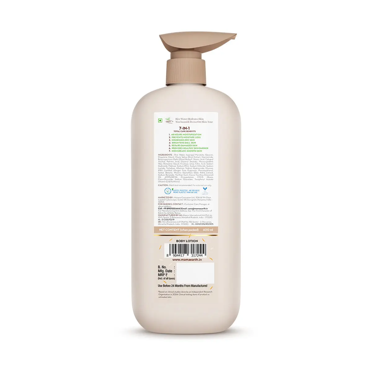 Mamaearth Rice Water Hydrating Body Lotion 400 ml - Image 8