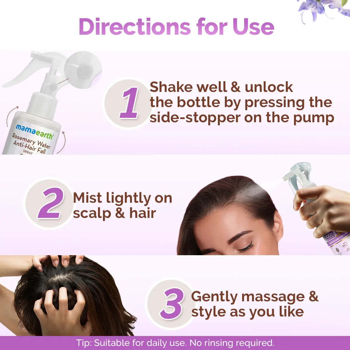 Mamaearth Rosemary Hair Spray For Anti Hair Fall -200 ml - Image 4