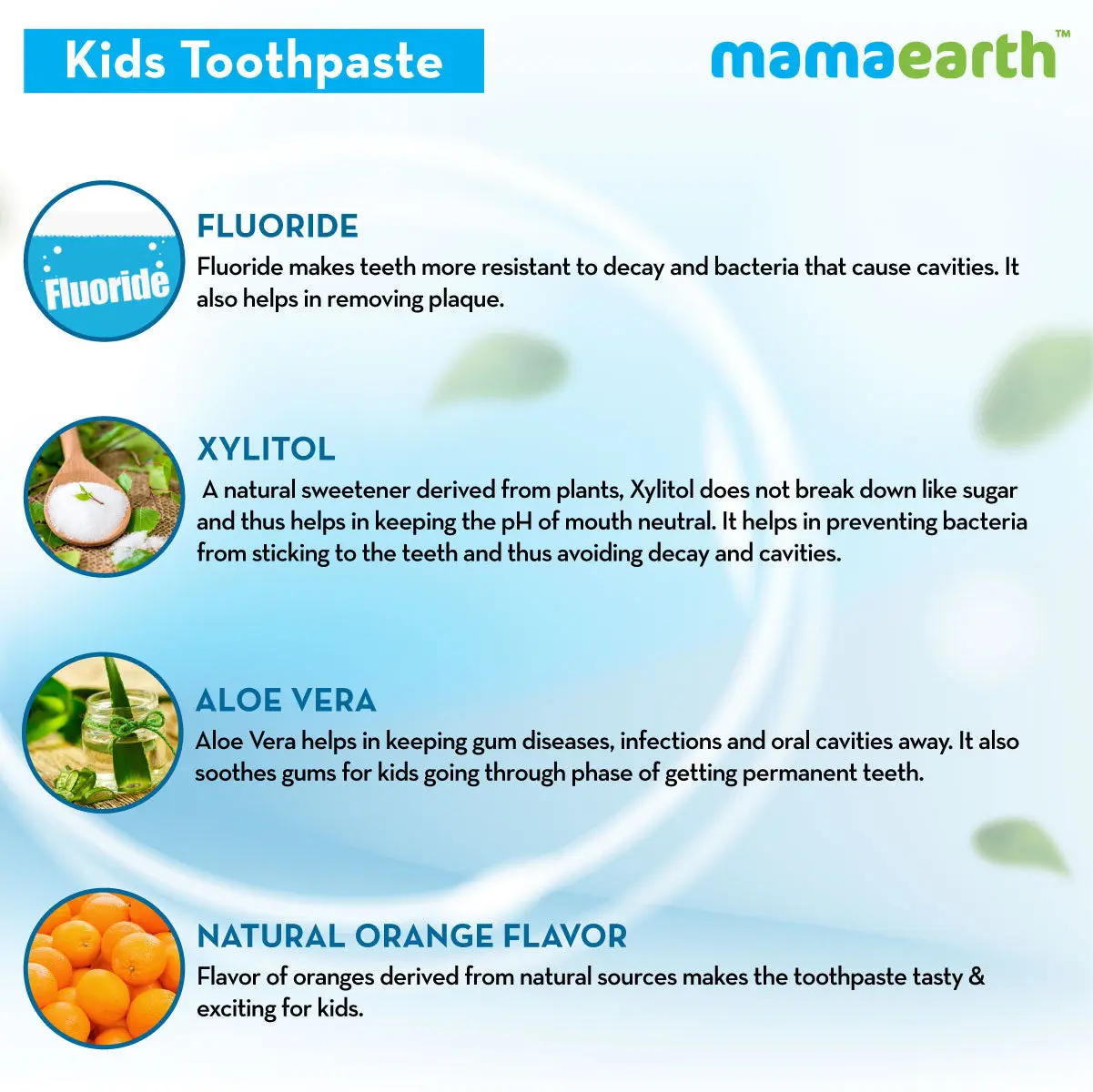 Mamaearth Sulfate Free Awesome Orange Toothpaste For Kids With Fluoride 50 gm - Image 4