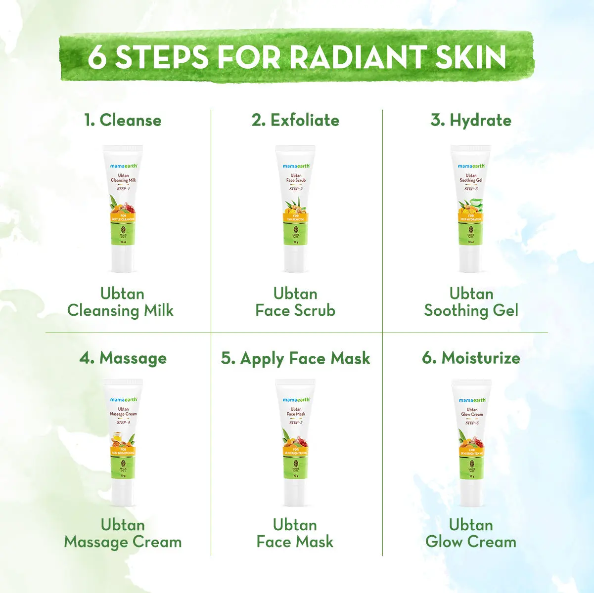 Ubtan Facial Kit with 6 Products for Every Skincare Step-10ml Each - Image 5