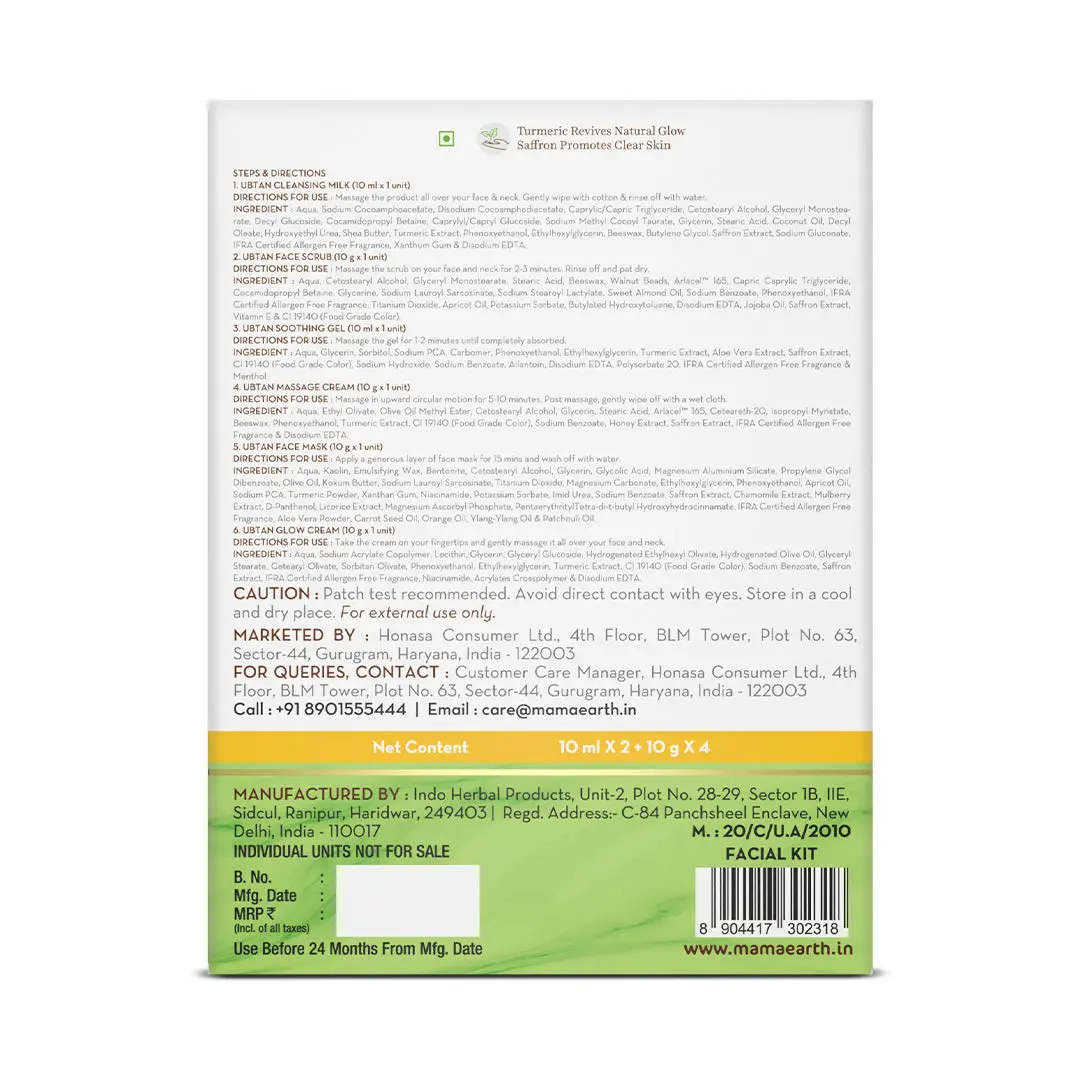 Ubtan Facial Kit with 6 Products for Every Skincare Step-10ml Each - Image 7