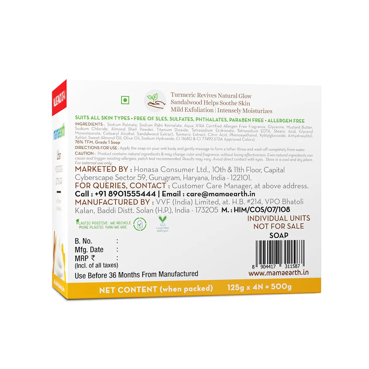 Mamaearth Ubtan Moisturizing Lotion Soap 4 Soaps in One Pack (125g Each) - Image 10