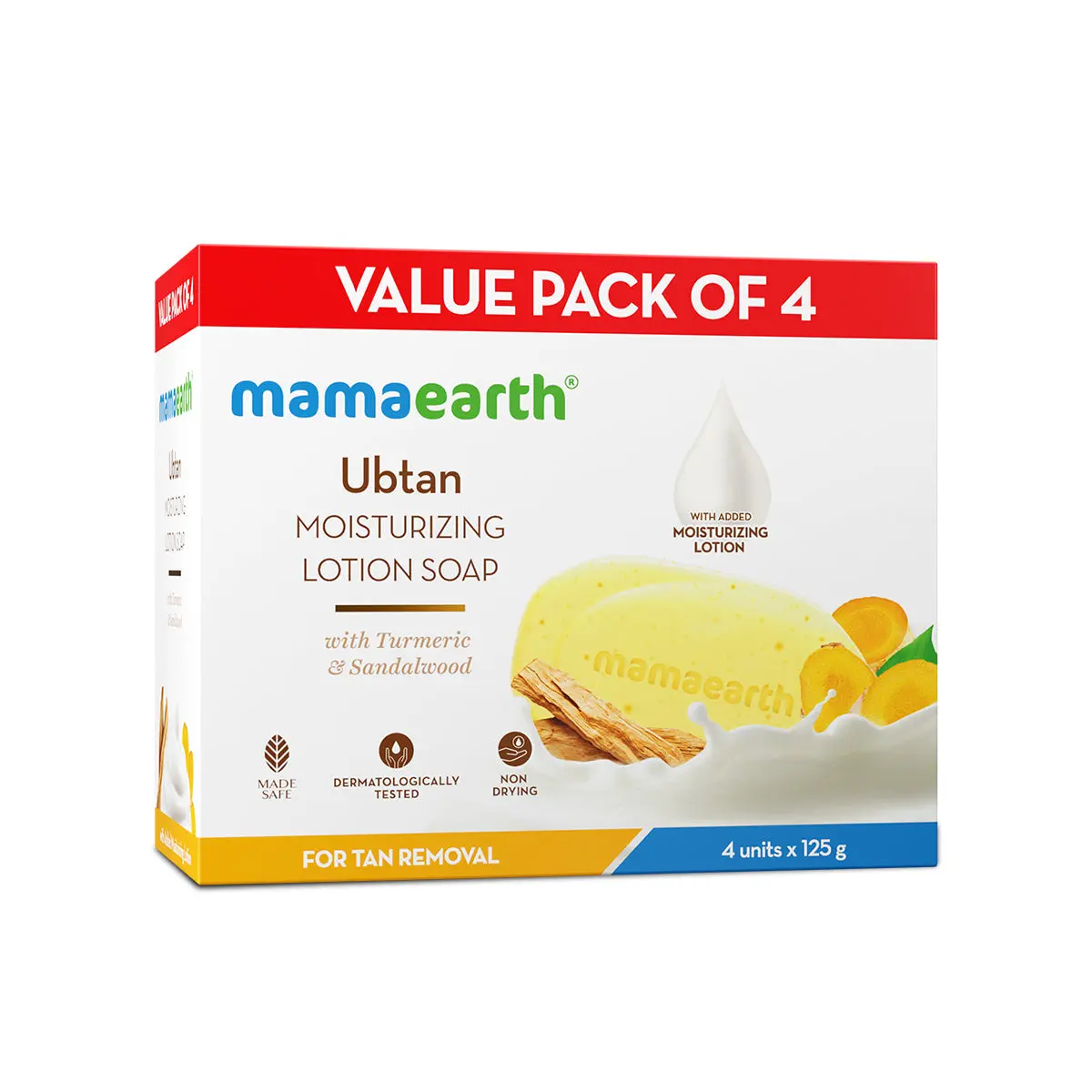 Mamaearth Ubtan Moisturizing Lotion Soap 4 Soaps in One Pack (125g Each) - Image 8