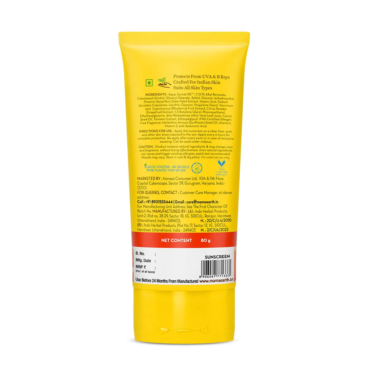 Mamaearth Ultra Light Indian Sunscreen with Carrot Seed Turmeric & SPF 50 PA+++ 80 gm - Image 8