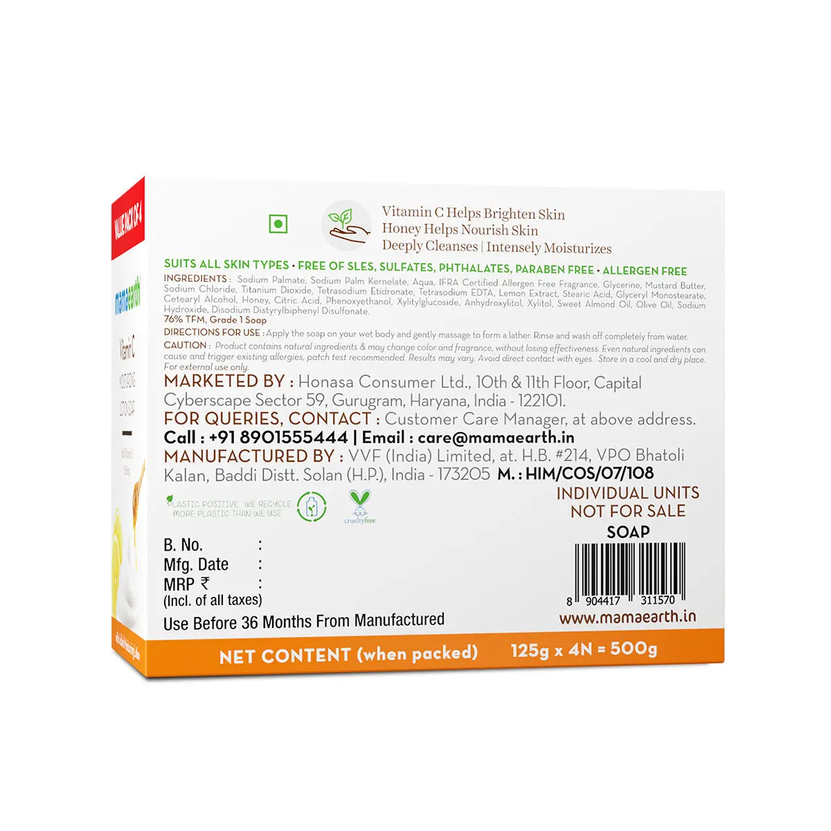 Mamaearth Vitamin C Moisturizing Lotion Soap Single Pack with 4 Soaps,125 g Each - Image 10