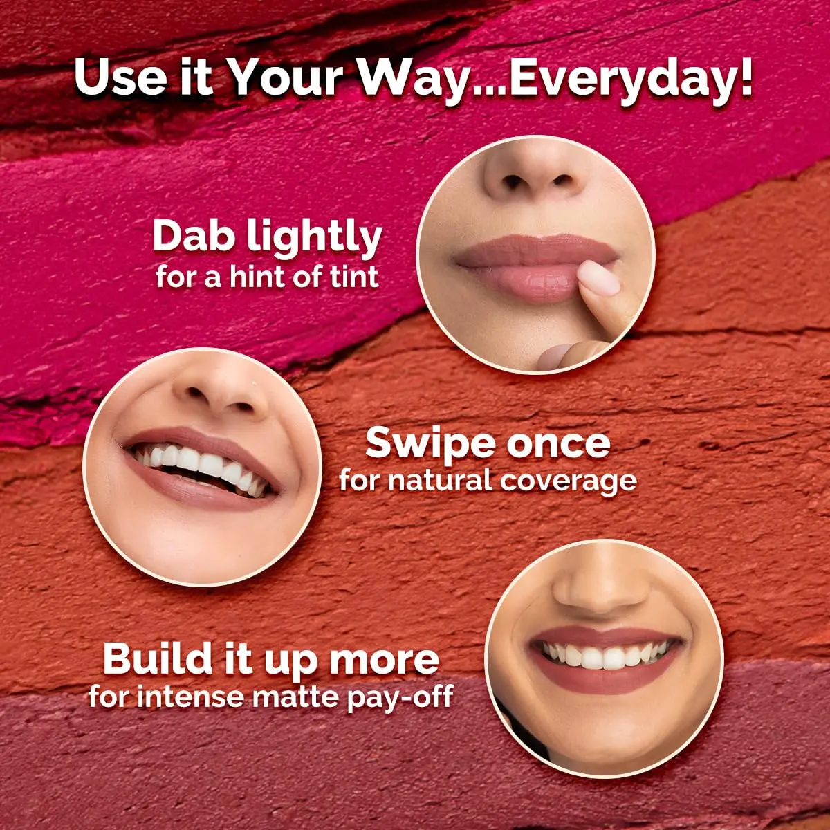 Moisture Matte Longstay Lipstick Pack Of 3 Minis - Bright And Bold (0.7 Gm Each) - Image 5